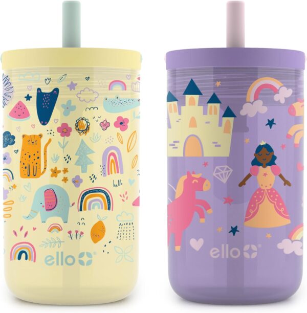 Ello Bop 2 - Pack Kids Plastic Tumbler Set with Animal Wonderland Design